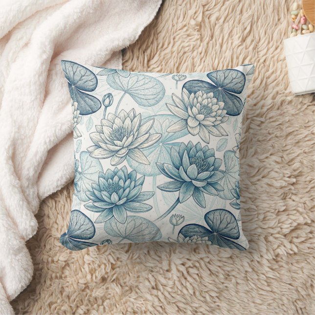 Almofada Modern Blue Water Lilies Monet Style (Cobertor)