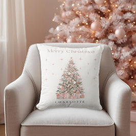 Almofada Modern Blush Christmas Tree – Personalized Holiday
