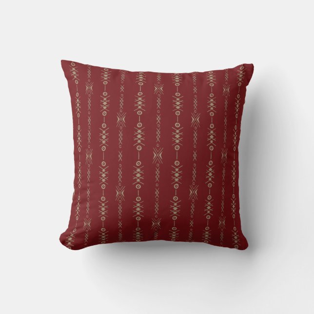 Almofada Modern Boho Mudcloth Pattern Burgundy (Frente)
