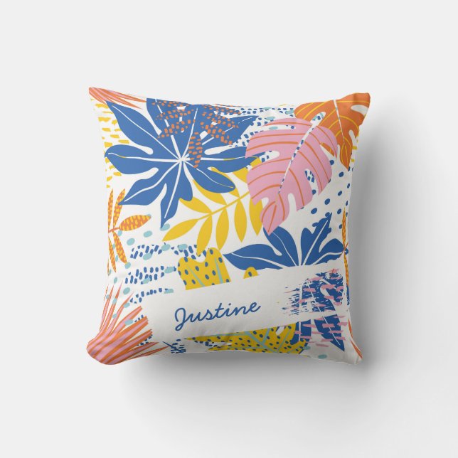 Almofada Modern Boho Tropical Palm Deixa Personalizada (Frente)