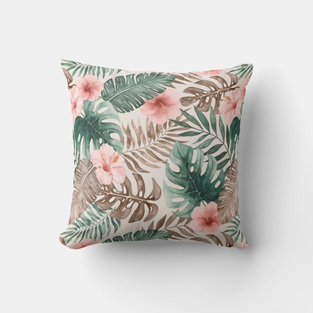 Almofada Modern Boho Watercolor — Botânica Tropical (Frente)