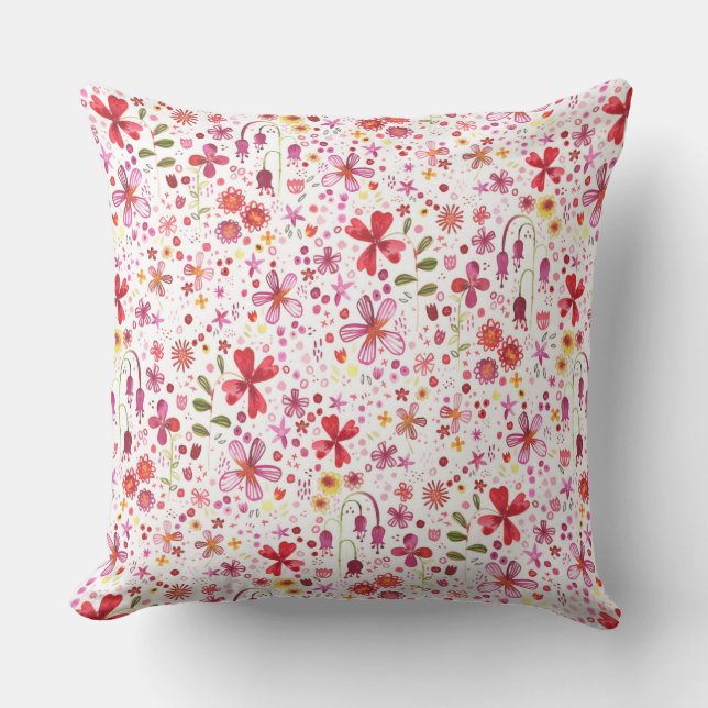 Almofada Modern Boho Wild Flower Watercolor (Frente)