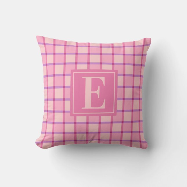 Almofada Modern Checker Pink Purple Monogram (Frente)