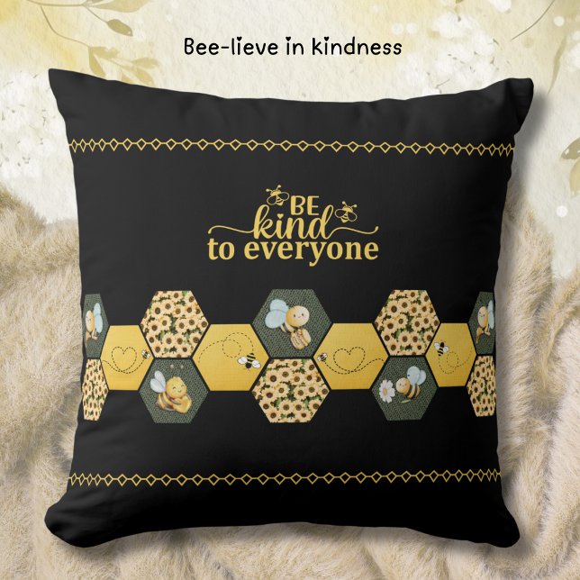 Almofada Modern Chic Bumble Bee Sunflower Accent (Chic Bee Pillow is perfect for any modern, stylish living room or cozy home office)