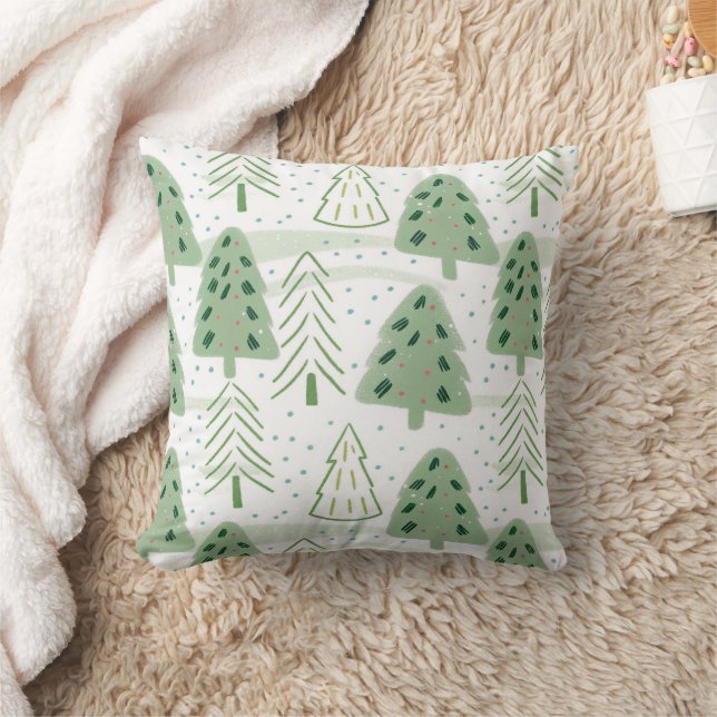 Almofada Modern Christmas Forest Olive green pattern (Cobertor)