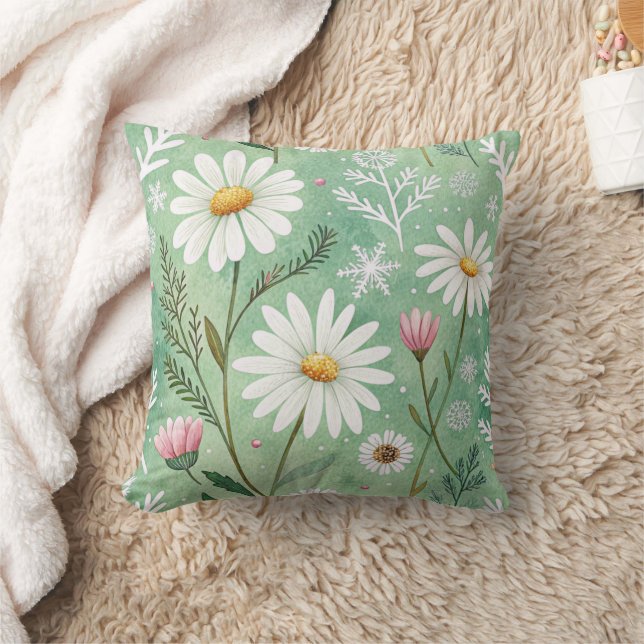 Almofada Modern  Daisy Flowers Winter pattern (Cobertor)