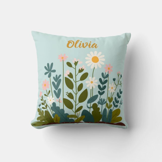 Almofada Modern Elegant Daisies Floral Personalizado (Frente)