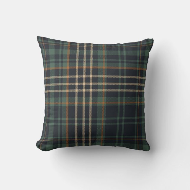 Almofada Modern Elegant Dark Green Plaid  (Frente)