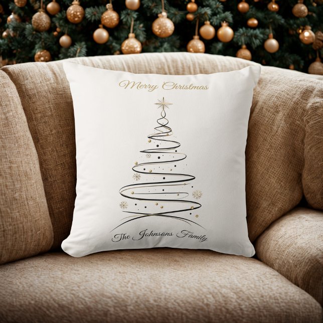 Almofada Modern Elegant Minimal Christmas Tree Pillow (Criador carregado)