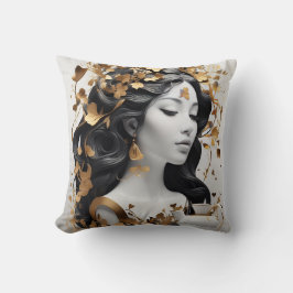 Almofada Modern Fantasy Art in Black and Gold 