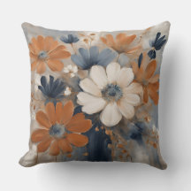 Modern Farmhouse Azul Marinho Floral Laranja