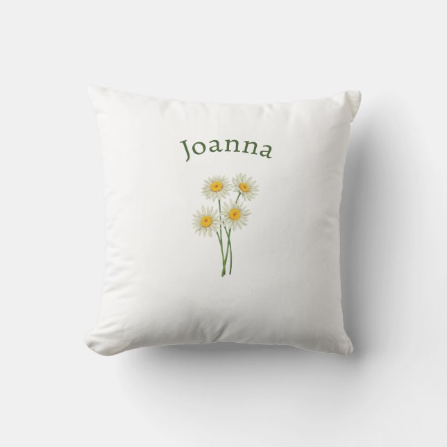 Almofada Modern Floral Botanical Simple Watercolor Name  (Frente)