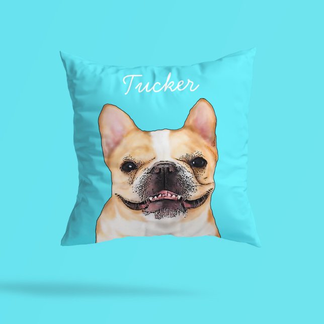 Almofada Modern Frenchie Bulldog Illustration | Add Name  (Criador carregado)