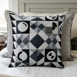 Almofada Modern Geometric Black White Grey Textured
