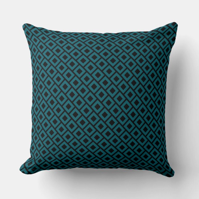 Almofada Modern Geometric Diamond Pattern in Deep Teal (Frente)
