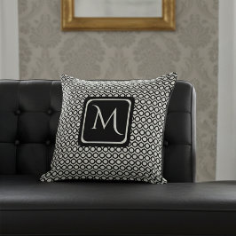 Almofada Modern Geometric Monogram Black White