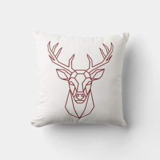 Almofada Modern Geometric Red Deer Stag Line Art