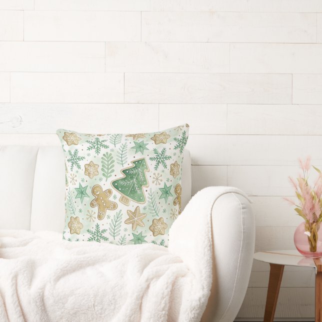 Almofada Modern Gingerbread Forest Olive green pattern (Sofá)