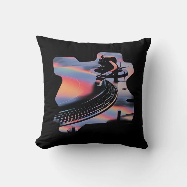 Almofada Modern Glitch Style Turntable – Colorful Design (Frente)
