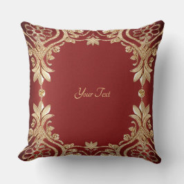 Almofada Modern Gold Red Floral Throw Pillow