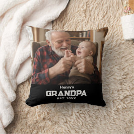 Almofada Modern Grandpa Est. Name Year Photo Black
