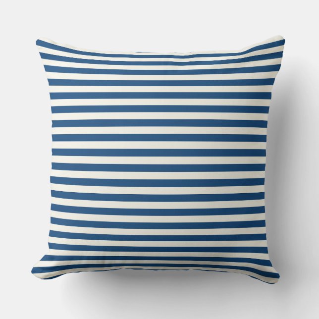 Almofada Modern Half-Inch Blue & White Stripe Pattern (Frente)