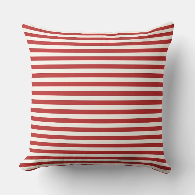 Almofada Modern Half-Inch Crimson Red & White Stripe  (Frente)
