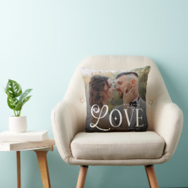 Almofada Modern Love Custom Wedding Photo Couples Monogram