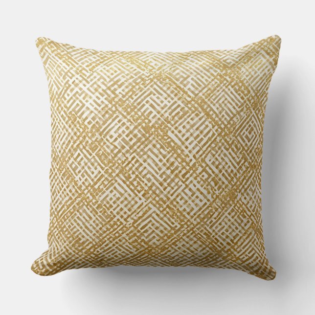 Almofada Modern, Luxury, Golden Grid Pattern (Frente)