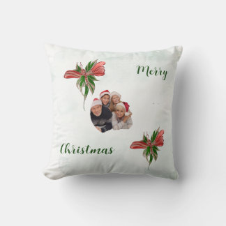 Almofada Modern merry Christmas family photo pillow