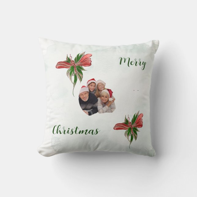 Almofada Modern merry Christmas family photo pillow  (Frente)