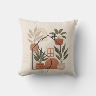 Almofada Modern Minimalist Boho Potted Plant Home