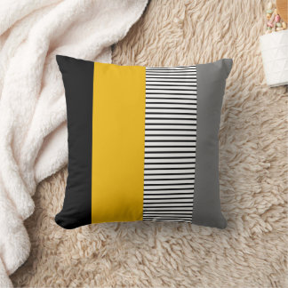 Almofada Modern Minimalist Yellow & Gray Striped Geometric