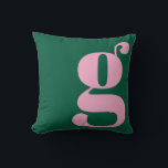 Almofada Modern Monogram Initial Letter Preppy Pink Green<br><div class="desc">This preppy monogram pillow features an oversized lowercase initial in pink against a deep green background. The bold, modern letterform adds personality and charm to teen rooms, dorms, and cozy spaces. Its clean, stylish look makes it easy to mix with colorful decor or classic prep accents. A fun, expressive design...</div>