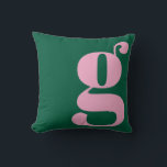 Almofada Modern Monogram Initial Letter Preppy Pink Green<br><div class="desc">This preppy monogram pillow features an oversized lowercase initial in pink against a deep green background. The bold, modern letterform adds personality and charm to teen rooms, dorms, and cozy spaces. Its clean, stylish look makes it easy to mix with colorful decor or classic prep accents. A fun, expressive design...</div>