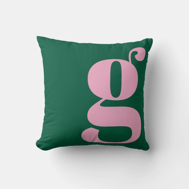 Almofada Modern Monogram Initial Letter Preppy Pink Green (Frente)