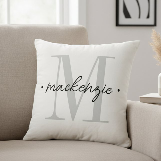 Almofada Modern Monogram Minimal Black White (Criador carregado)