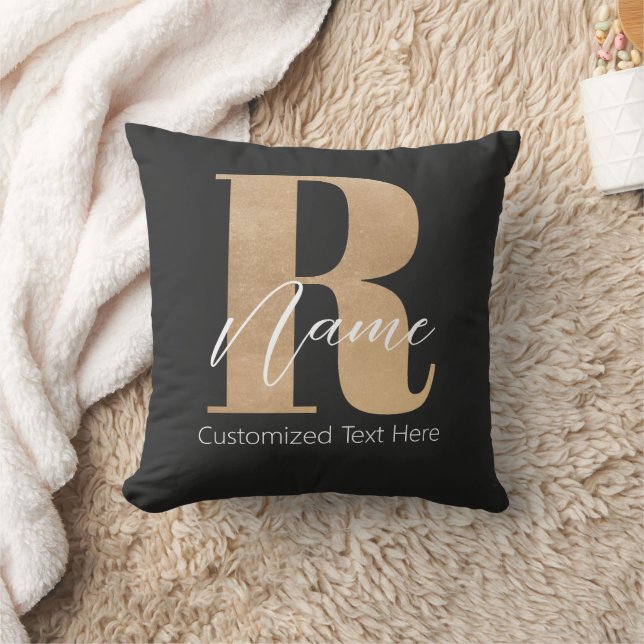 Almofada Modern Monogrammed Initial R & Name Personalized (Cobertor)