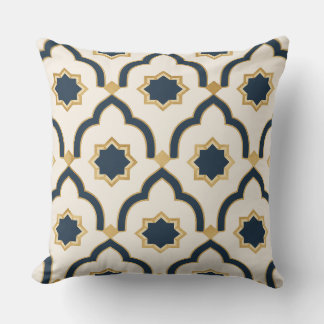 Almofada Modern Moroccan Navy Gold Geometric Pillow