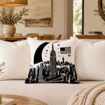 Modern New York City Silhouette Black White Throw 
