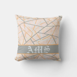 Almofada Modern Ochre and Grey Geometric Lines