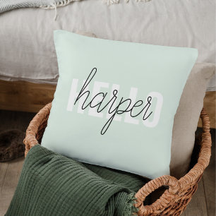 Almofada Modern Pastel Mint Hello E Você Nome
