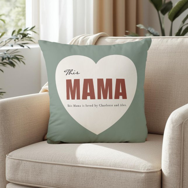 Almofada Modern Personalized Mama Heart Throw Pillow (Criador carregado)