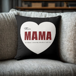 Almofada Modern Personalized Mama Heart Throw Pillow
