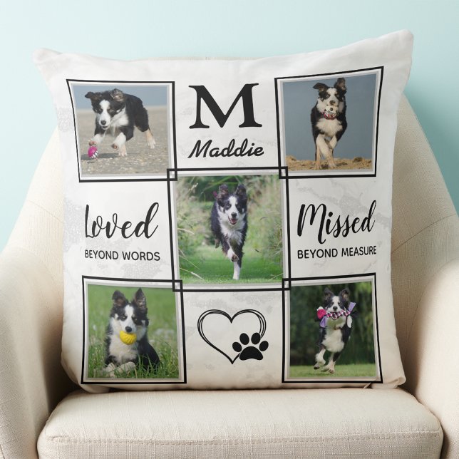 Almofada Modern Pet Dog Memorial Personalizado Colagem de F (Criador carregado)