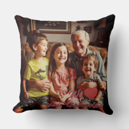 Almofada Modern Photo Grandpa Script Heart Throw Pillow