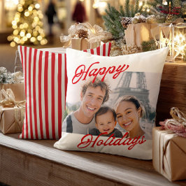 Almofada Modern Photo Happy Holidays Family Keepsake