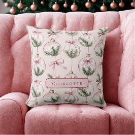 Almofada Modern Pink Christmas Ornament Personalized Pillow