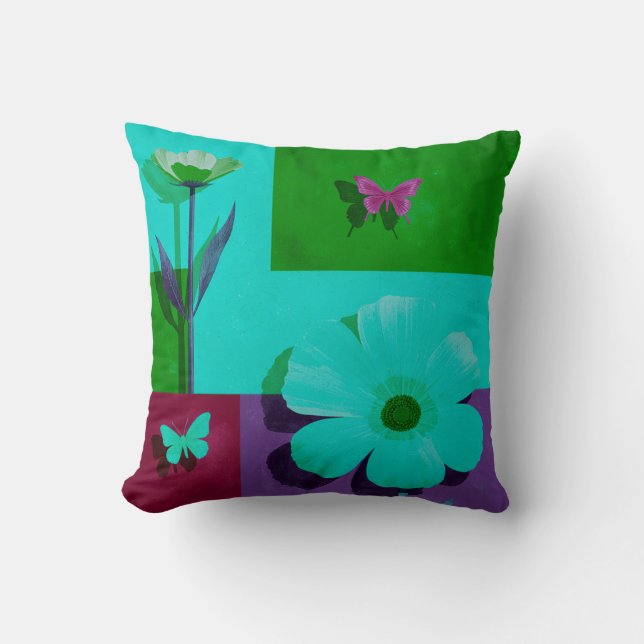 Almofada Modern Pink Floral Garden Throw Pillow (Frente)