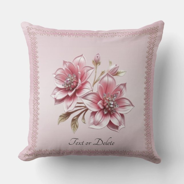 Almofada Modern Pink Flowers Throw Pillow (Frente)